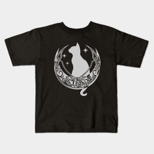 Celtic Moon Cat Stars Kids T-Shirt